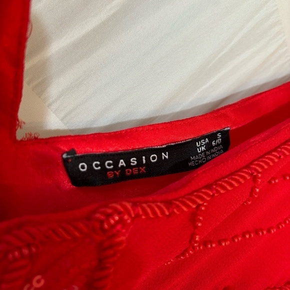 Red Beaded Cocktail Dress Y2K Sleeveless Sz Small - Picture 7 of 9